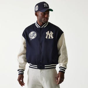 Inspired New York Yankees Varsity Jacket | Inspired MLB Letterman Bomber | Navy Baseball Fan Jacket | Embroidered NY Team Coat