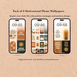 8 Retro Motivational Phone Wallpapers - Aesthetic Lock Screens for iPhone & Android - Digital Download