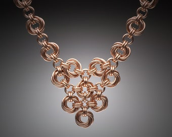 Rose Gold Fill Mobius Flower Chain Maille Necklace