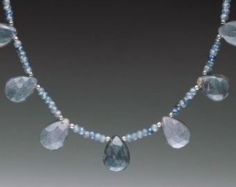 Gray Moonstone and Blue Sapphire Necklace