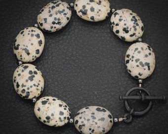 Dalmation Jasper Oval Bead Bracelet