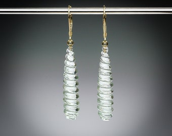 Green Amethyst Spiral Tear Drop Earrings