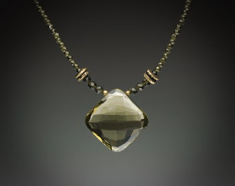 Olive Quartz and Golden Obsidian Necklace