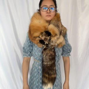 45&quot;groß flauschiger rotbrauner Fuchspelz Schal Stola echter Fuchspelz Wrap Boa Pelzkragen Fuchspelz Schulter Cape Fuchspelz Schal
