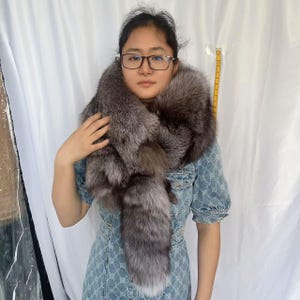 45&quot;groß flauschiger brauner Fuchspelz Schal Stola echter Fuchspelz Wrap Boa Pelzkragen Fuchspelz Schulter Cape Fuchspelz Schal