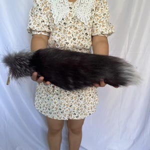 18&quot; to 19&quot; Fluffy Big Fox Tails Cosplay Tails Cosplay Fox Tails Natural Fox Tails with Keychains Black Ombre Cosplay Fox Tails