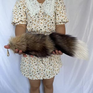 Fluffy Gray Ombre Fox Tail Keychain Clips: Cosplay Costume Prop (17-18inch)
