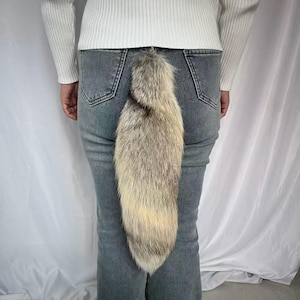 18” Therian Tails Big Red Fox Tails Ethical Taxidermy Tail cosplay: Gold Gray, Clip On, Keychain Tails