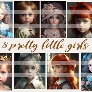8 pretty little girls  digital download printable wall art