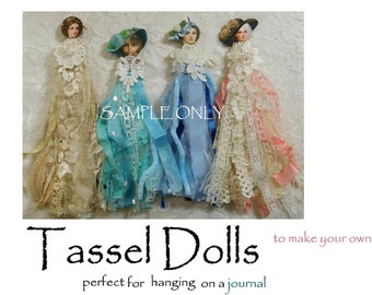 Make your own tassel dolls, digital faces and bodies to put together - great to hang on a journal or hang on a tree digital download