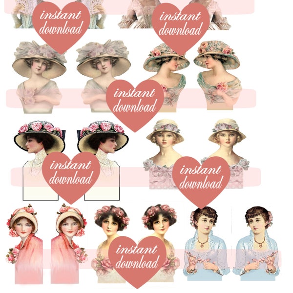 Doll heads to print and make your own tassel dolls  digital download