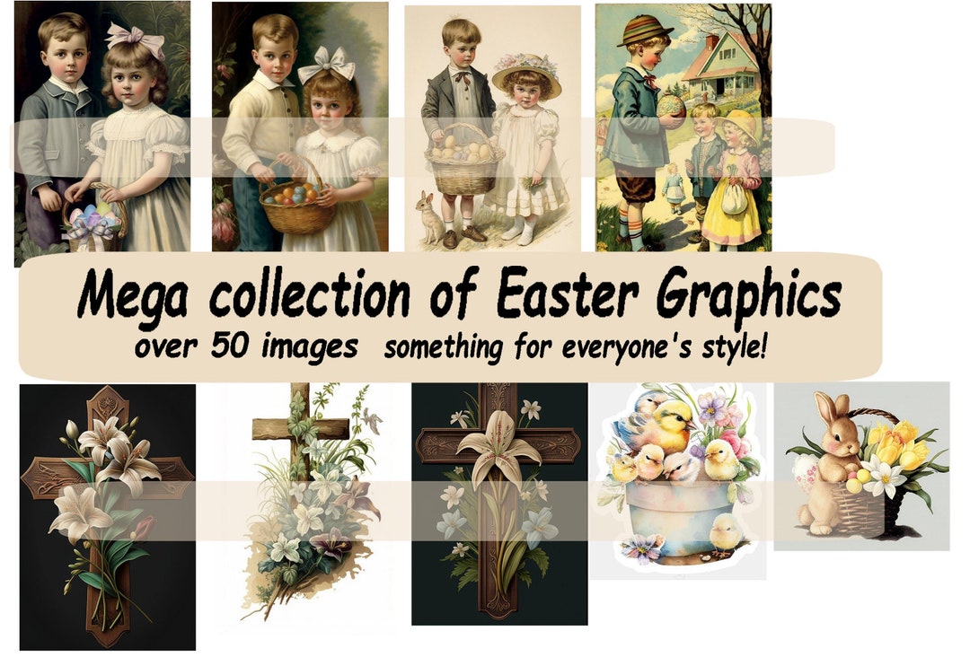 Mega Easter Graphics Collection Over 80 Images, Bunnies, Chicks, Eggs ...