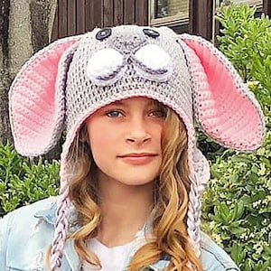 Bunny Hat Rabbit Hat Animal Hat Easter Hat Floppy Ear Bunny Hat Baby to Adult Bunny Hat Crochet Bunny Hat Ava Girl Designs image 1