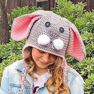 Bunny Hat Rabbit Hat Animal Hat Easter Hat Floppy Ear Bunny Hat Baby to Adult Bunny Hat Crochet Bunny Hat Ava Girl Designs image 5