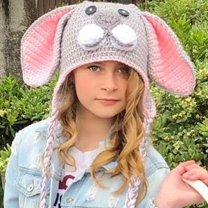 Bunny Hat Rabbit Hat Animal Hat Easter Hat Floppy Ear Bunny Hat Baby to Adult Bunny Hat Crochet Bunny Hat Ava Girl Designs image 2