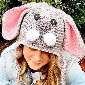 Bunny Hat Rabbit Hat Animal Hat Easter Hat Floppy Ear Bunny Hat Baby to Adult Bunny Hat Crochet Bunny Hat Ava Girl Designs image 4