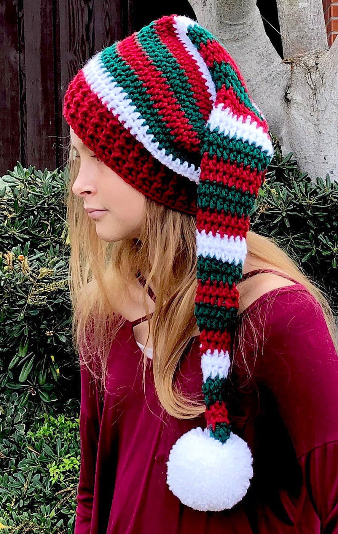 Knit Elf Christmas Hat Holiday Hat Baby Elf Hat Striped - Etsy