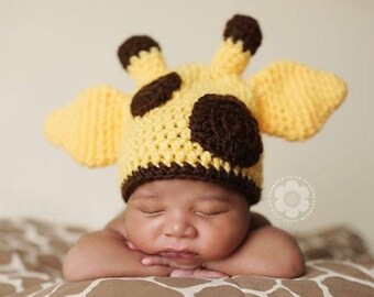 Newborn baby giraffe hat, giraffe, crochet hat, giraffe hat, animal hat, Baby Halloween Costume, Baby Giraffe Costume