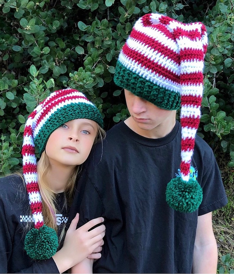 Knit Elf Christmas Hat Holiday Hat Baby Elf Hat Striped | Etsy