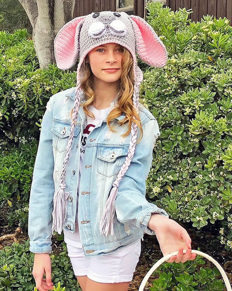 Bunny Hat Rabbit Hat Animal Hat Easter Hat Floppy Ear Bunny Hat Baby to Adult Bunny Hat Crochet Bunny Hat Ava Girl Designs image 1