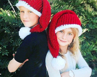 Knit Santa Hat, Baby Santa Hat, Child Santa Hat, Womens Santa Hat, Mens Santa Hat, Christmas Hat, Holiday Hat