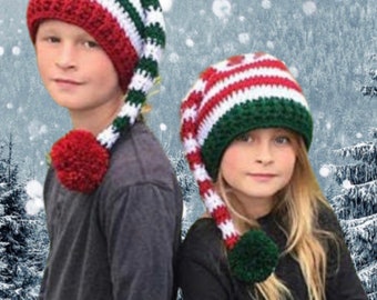 Knit Elf Christmas Hat - Holiday Hat - Baby Elf Hat - Striped Elf Hat - Christmas Hats - Christmas Photo Props - Elf Hats - Christmas