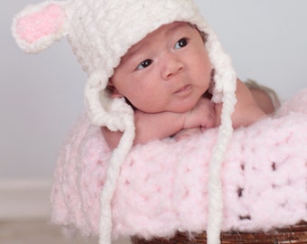 Newborn baby lamb hat white