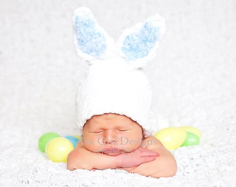 Newborn baby bunny rabbit hat white blue pink months Baby Easter