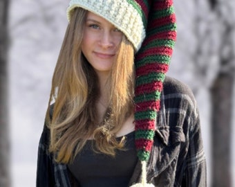Crochet Christmas hat - Holiday Hat - Elf Hat - Baby to Adult Christmas Hat - Vintage Kris Kringle Christmas Hat - Ava Girl Designs
