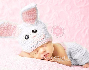 Newborn baby bunny hat pants set