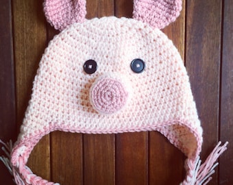 Pig hat, crochet pig hat, pig, baby pig hat, adult pig hat, child pig hat