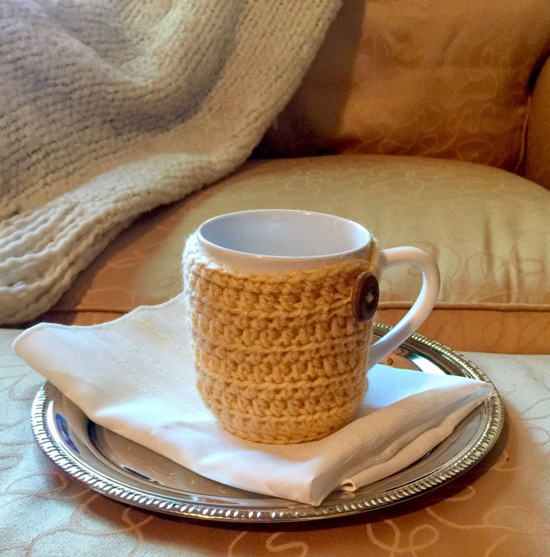Coffee cup cozy, Crochet coffee and tea mug cozy image 1