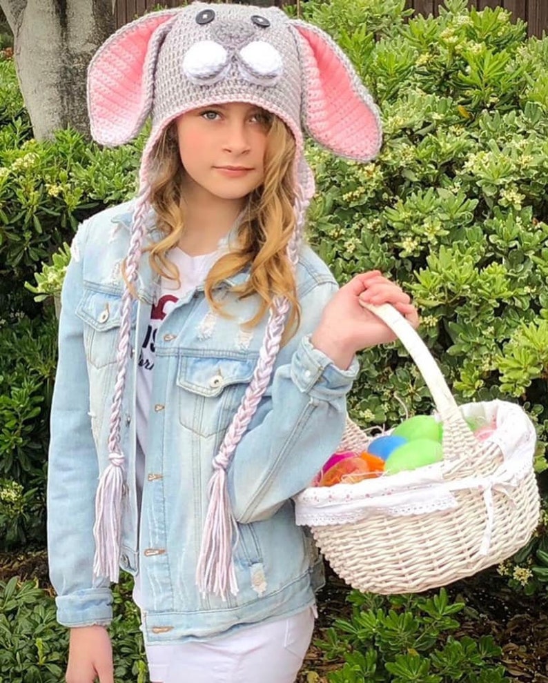 Bunny Hat Rabbit Hat Animal Hat Easter Hat Floppy Ear Bunny Hat Baby to Adult Bunny Hat Crochet Bunny Hat Ava Girl Designs image 2