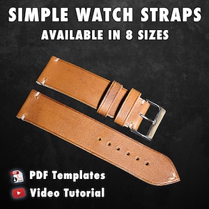 Leather Watch Strap PDF Pattern – 8 Sizes (18mm to 25mm) + Step-by-Step Video Tutorial – DIY Watch Band Template