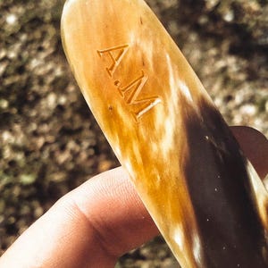 Buffalo Horn Folding Bone – Handmade Leather Working Tool with Free Initial Engraving image 2