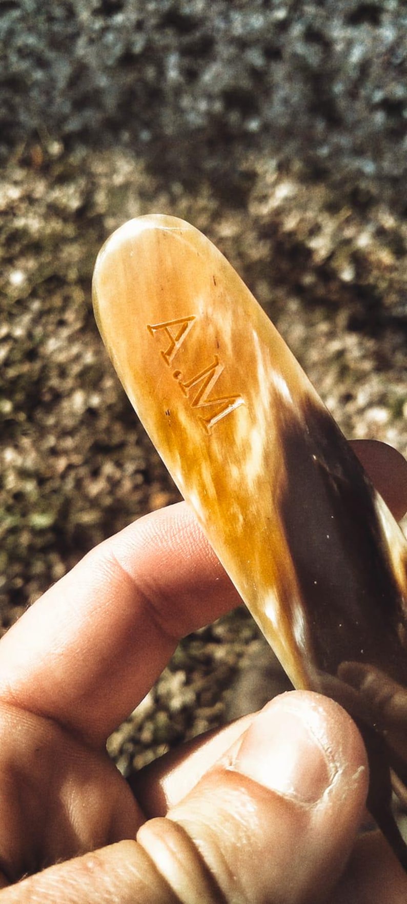 Buffalo Horn Folding Bone – Handmade Leather Working Tool with Free Initial Engraving image 2
