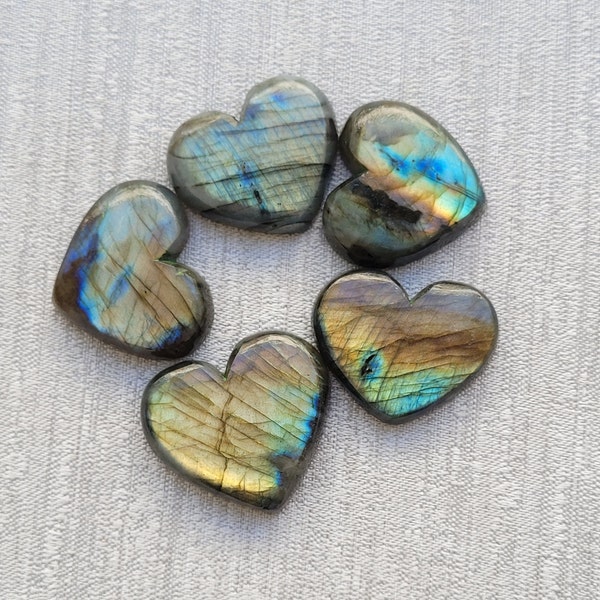 Heart Labradorite Natural Cabochon Gemstone Flashy Labradorite Heart Shape Jewelry Making Labradorite. 50gm