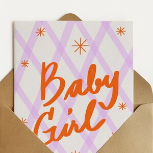 Babymeisje, milieuvriendelijke wenskaart, premium gicleekaart, felicitatiekaart, welkomstbaby, nieuwe babykaart, premiumkaart, kaart van 6 x 4 inch