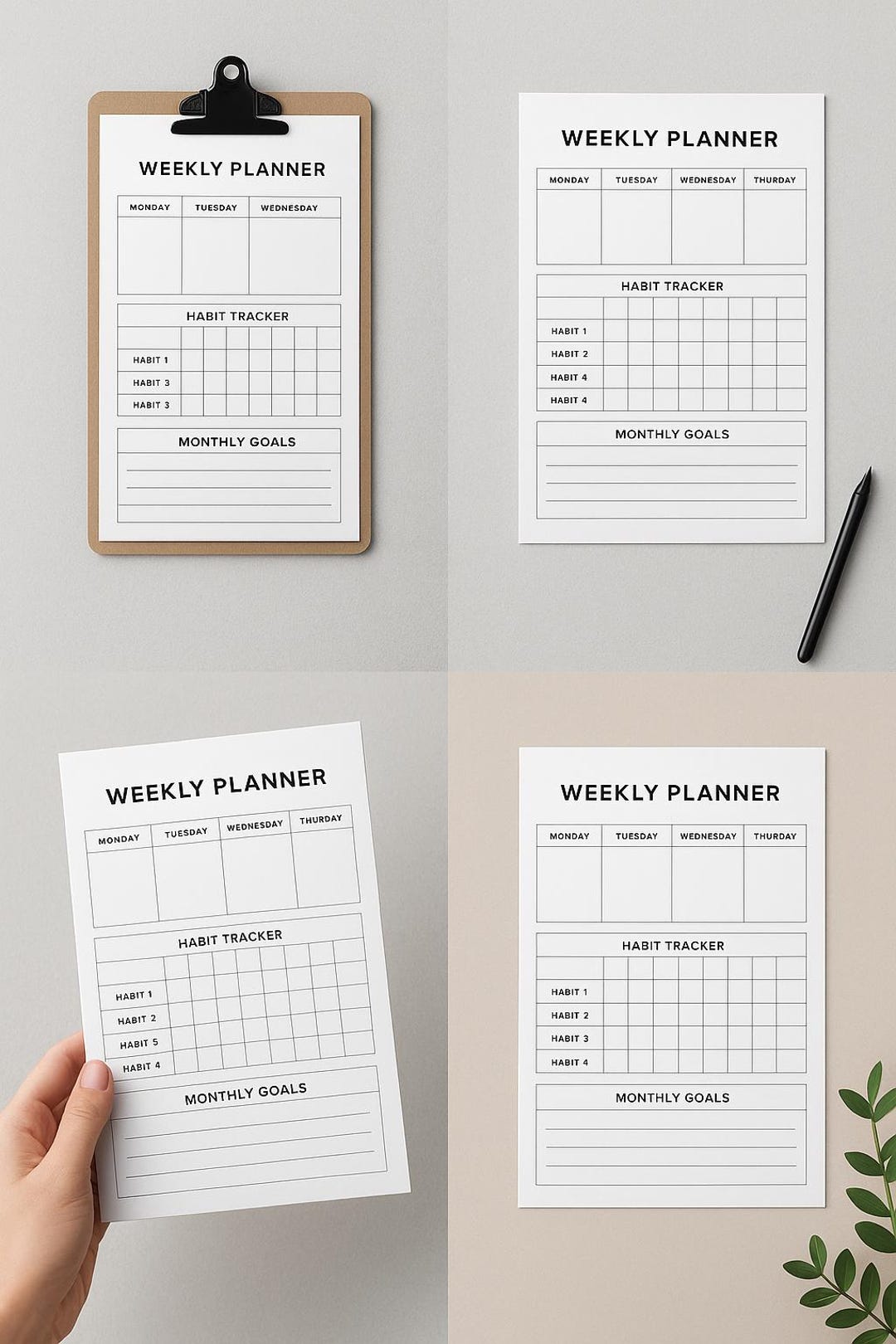 Minimalist Weekly Planner Printable | Habit Tracker | Monthly Goals ...