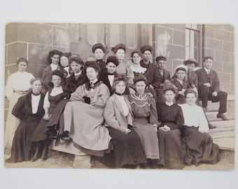 Real Picture Postcard-Antique Postcard-Group Photo-Prairie-Photo-Black and White-Historic Photo-Antique Photography-Men and Women-RPPC