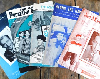 Vintage sheet music-Bing Crosby-Bob Hope-Andrews Sisters-Navajo Trail-Paramount-Movie Music-1940-1950-Sing You Sinners-Road to Utopia