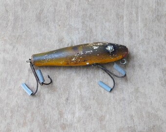 Leurre De Pêche Vintage Fred Arbogast Hula Diver Noir Avec Boîte D'origine