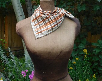 Vintage Vera Neumann 70s Scarf - Graphic Scarf - Brown, Orange, Cream - Square Scarf - 1970s - Fashion