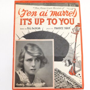Vintage music It&#39;s Up to You French Song French Decor Memorabilia Ephemera Collectible Vocal music Piano