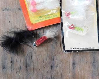 Vintage Fishing Lures-fish Hook-feathers-crappie Bug-bass Bug