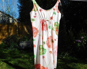 Vintage Negligee-Hibiscus-Lorraine-Nylon-Nightgown-lingerie-sleepwear-Vintage lingerie-Nightie-Shortie