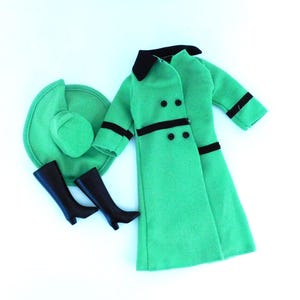 Vintage Green Coat Boots Hat-Fashion Doll-Barbie-Tammy-Barbie Clone-Hong Kong