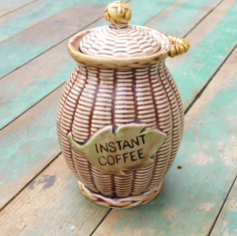 Vintage Instant Coffee Canister Jar Tilso Japan pottery basket Etsy