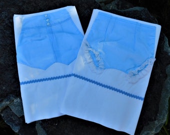 Vintage Pillowcases-His Hers-Cotton Pillowcase-Vintage bedding-Pillowcase set-Panties-Boxers-Pillowcase pair-wedding gift-farmhouse-Applique