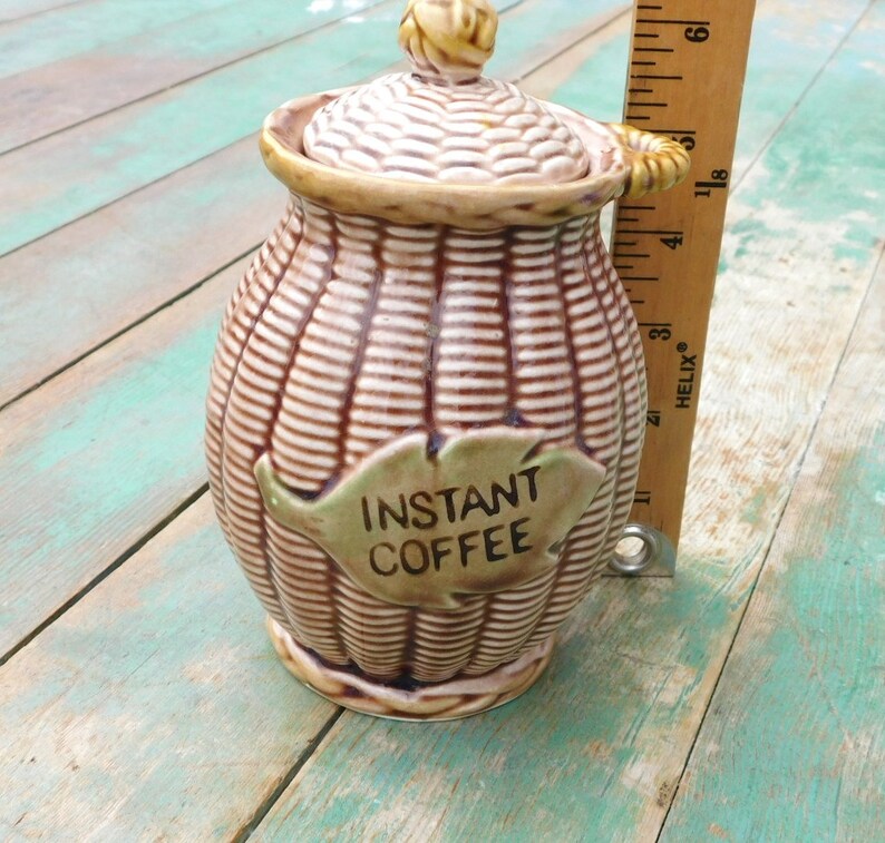 Vintage Instant Coffee Canister Jar Tilso Japan pottery basket Etsy